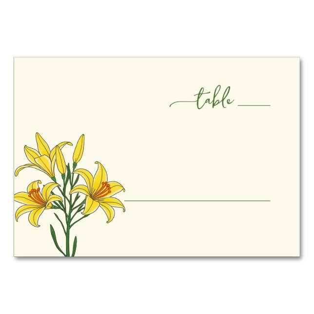 Numéro De Table Aquarelle florale jaune sereine (Devant)