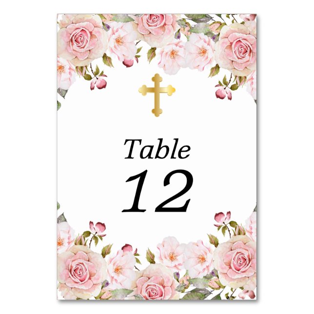 Numéro De Table Aquarelle florale rose (Par défaut)