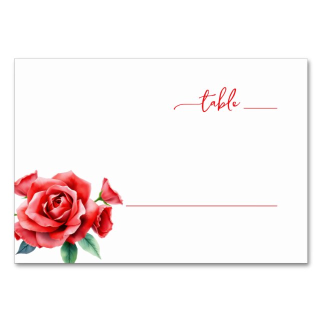 Numéro De Table Aquarelle florale rouge sophistiquée (Devant)