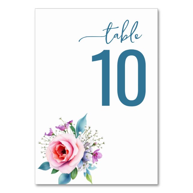Numéro De Table Aquarelle florale sarcelle calme (Par défaut)