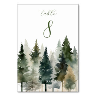 Numéro de table | Aquarelle Forêt de Pins
