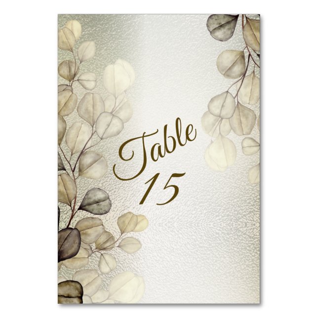 Numéro De Table Aquarelle Golden Eucalyptus Foliing Mariage brilla (Par défaut)