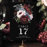 Numéro De Table Aquarelle gothique Corbeau Mariage floral<br><div class="desc">Célébrez votre journée spéciale grâce à ce design Mariage gothique de l'aquarelle Raven Floral. Cette conception présente une aquarelle illustrant un corbeau perché sur un bouquet de fleurs. Les articles sont imprimés exactement comme ils apparaissent sur votre écran lorsque vous ajoutez au panier, donc personnalisez et ajoutez chaque numéro de...</div>