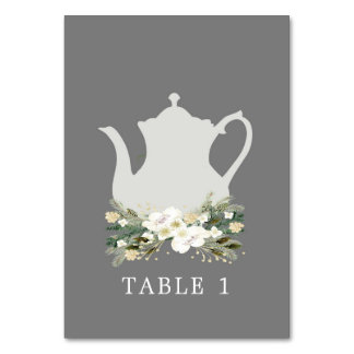Numéro De Table Aquarelle gris thé nuptiale