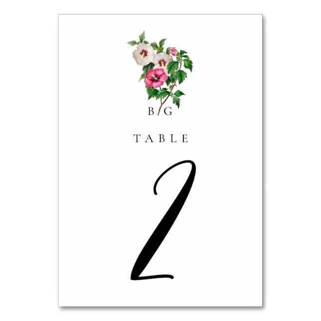 Numéro De Table Aquarelle Hibiscus Tropical Mariage d'été (Dos)