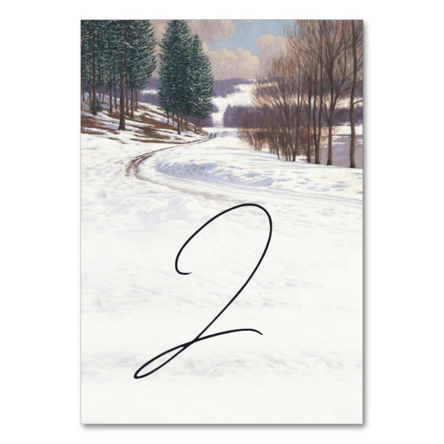 Numéro De Table Aquarelle Hiver Mariage paysage neige (Par défaut)