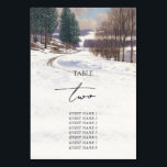 Numéro De Table Aquarelle Hiver Mariage paysage neige<br><div class="desc">Une belle aquarelle Paysage neige hiver design mariage. Un design unique qui présente des pins à feuillage persistant aquarellés dans la neige avec un magnifique paysage en arrière - plan. Un design élégant avec des montagnes de neige et des arbres. Un modèle de table mariage à thème neige hiver avec...</div>