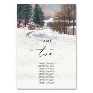 Numéro De Table Aquarelle Hiver Mariage paysage neige