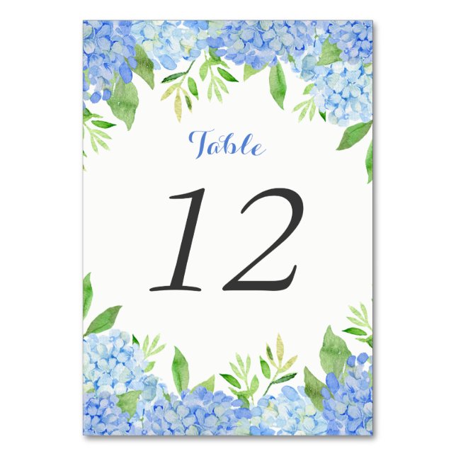 Numéro De Table Aquarelle Hydrangea Blue Floral Mariage (Par défaut)