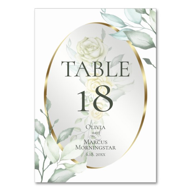 Numéro de table | Aquarelle Ivoire Jaune Blush Ros (Dos)