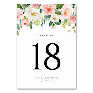 Numéro De Table Aquarelle Jardin Fleurs Printemps Mariage