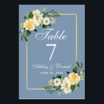Numéro De Table Aquarelle Jaune Blanc Floral Mariage Or<br><div class="desc">Aquarelle jaune blanc Floral or Mariage Carte table</div>