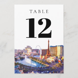 Numéro de table aquarelle Las Vegas Nevada