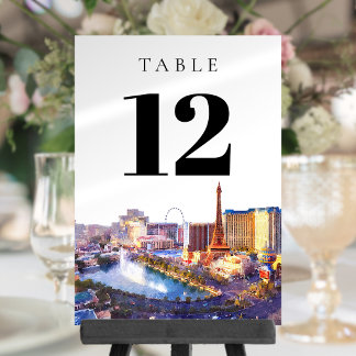 Numéro de table aquarelle Las Vegas Nevada
