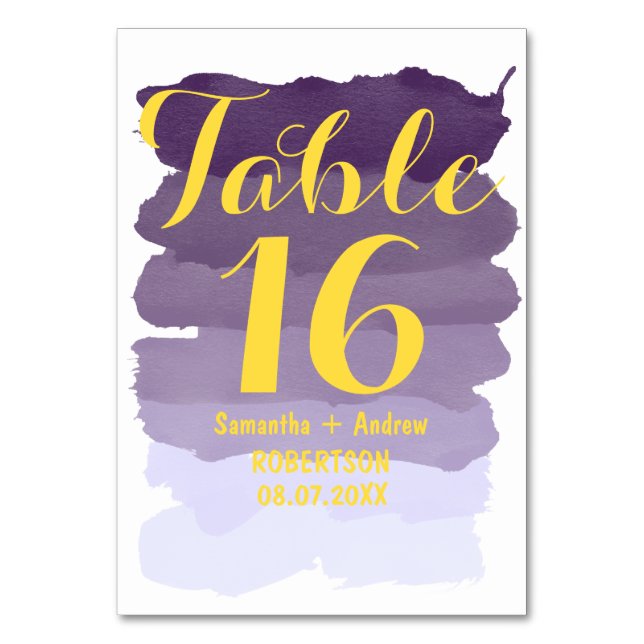 Numéro De Table Aquarelle lavande violette ombre numéro de tableau (Par défaut)