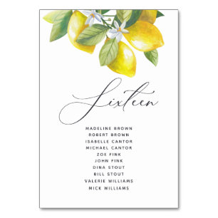 Numéro De Table Aquarelle Lemon Blossom Siège Tableau Numéro