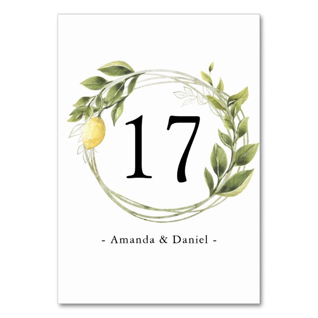 Numéro De Table Aquarelle Limoncello Verdure Tableau Floral Numéro (Par défaut)
