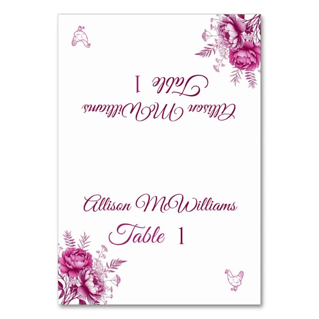Numéro De Table Aquarelle Magenta Peony-Volaille Icône Mariage- (Par défaut)