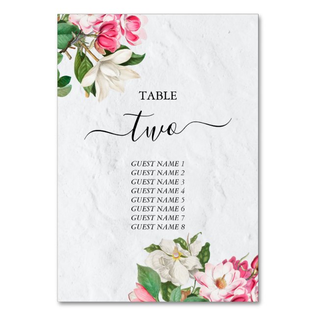 Numéro De Table Aquarelle Magnolia Fleurs Mariage Numéro de tablea (Par défaut)