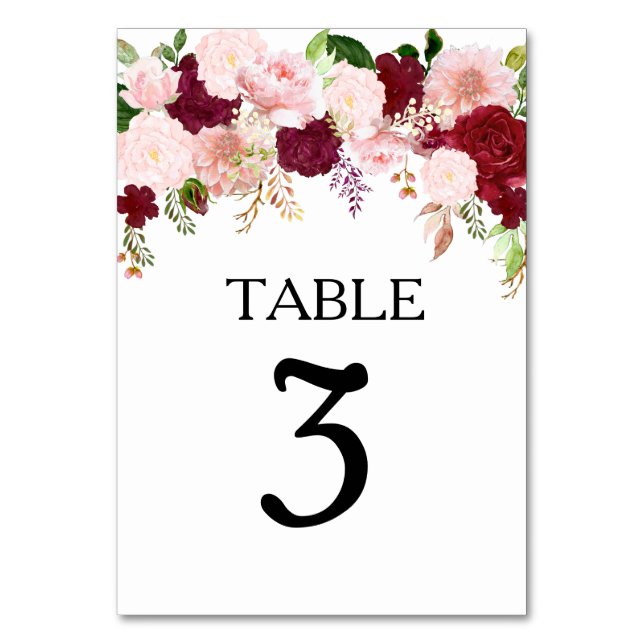 Numéro De Table Aquarelle mariage Brousse Bourgogne (Par défaut)