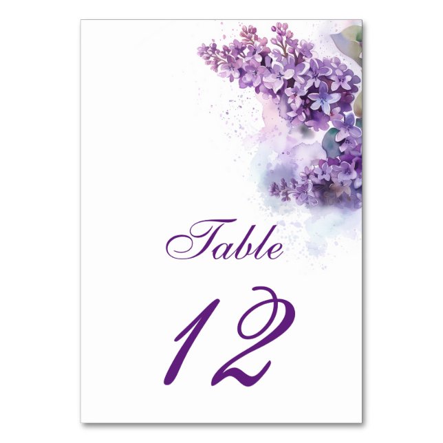 Numéro De Table Aquarelle Mariage de printemps été Lilas (Par défaut)