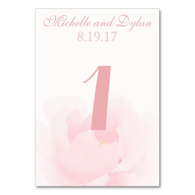 Numéro De Table Aquarelle Mariage rose pâle (Par défaut)