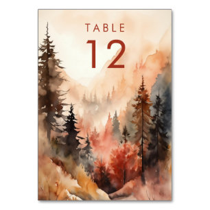 Numéro De Table Aquarelle moderne Automne Mariage en terre cuite