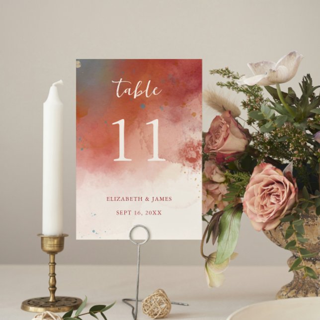 Numéro De Table Aquarelle moderne Terracotta Desert Boho Mariage (Créateur téléchargé)