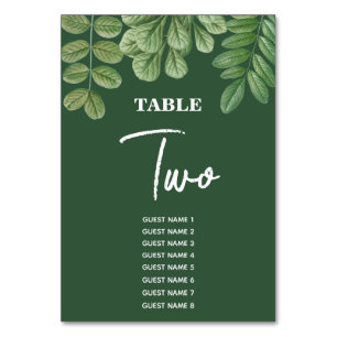Numéro De Table Aquarelle moderne vert émeraude Mariage vert émera