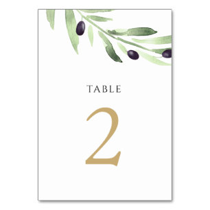 Numéro De Table aquarelle oliveraie Tableau Numéro 2