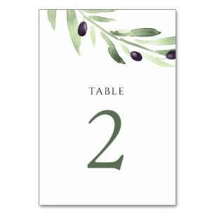 Numéro De Table aquarelle oliveraie Tableau Numéro 2