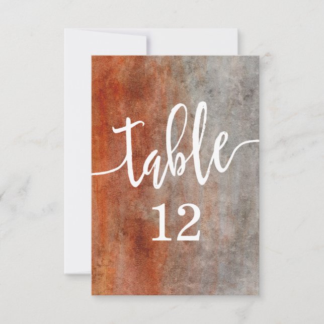 Numéro de table aquarelle orange automnal (Devant)
