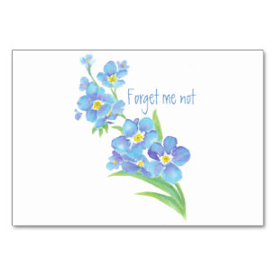 Numéro De Table Aquarelle Oubliez-moi pas de fleur Joli bleu flora