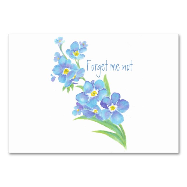 Numéro De Table Aquarelle Oubliez-moi pas de fleur Joli bleu flora (Devant)