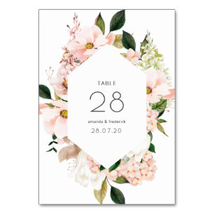 Numéro De Table Aquarelle Pastel Blush Pink Hydrangea Mariage