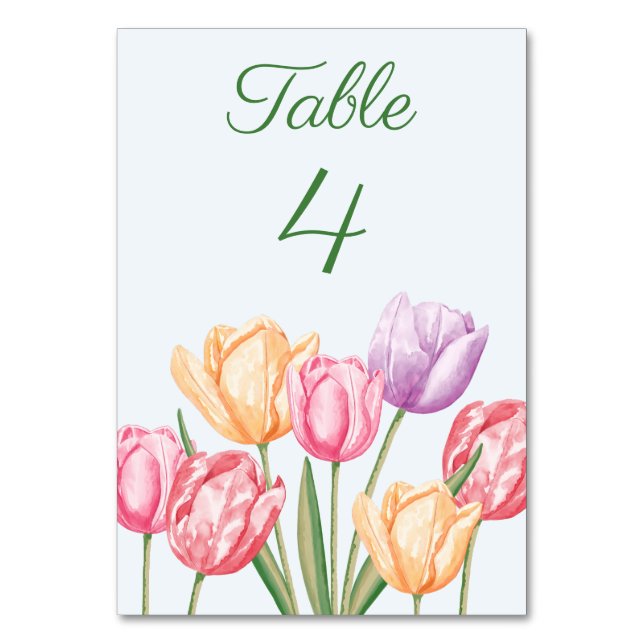 Numéro De Table Aquarelle Pastel Fleurs de Tuli Mariage de Printem (Par défaut)