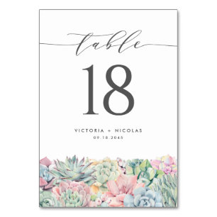 Numéro De Table Aquarelle Pastel Succulents Mariage Garland