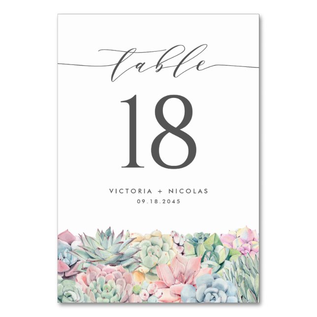 Numéro De Table Aquarelle Pastel Succulents Mariage Garland (Par défaut)
