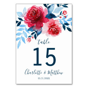 Numéro De Table Aquarelle personnalisée Mariage floral