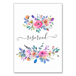 Numéro De Table Aquarelle rose chaud Floral Réservé
