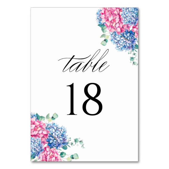 Numéro De Table Aquarelle rose et bleu Mariage Hydrangea (Par défaut)