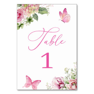 Numéro De Table Aquarelle rose floral