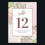 Numéro De Table Aquarelle rose Floral Elégant Boho Chic Mariage<br><div class="desc">Faites de votre réception de mariage une belle avec ces cartes de numéro de table. Ils présentent un design magnifique avec une calligraphie en dentelle entourée d'une abondance de fleurs roses d'aquarelle et de feuillage dans les tons rose et mauve sur un arrière - plan rose poussiéreux marbré. Il y...</div>