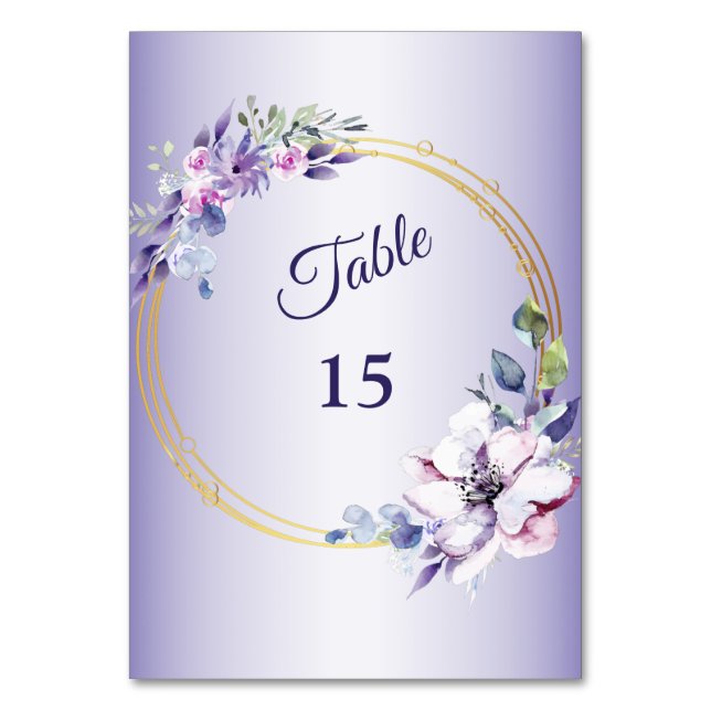 Numéro De Table Aquarelle rose Floral Géométrique Doré violet (Par défaut)