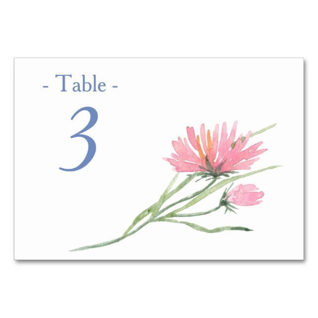 Numéro De Table Aquarelle rose Mariage de cadre de fleurs (Devant)