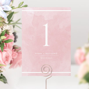 Numéro de Table Aquarelle Rose Poussiéreuse Élégan