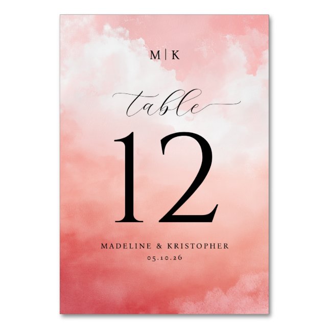 Numéro de table aquarelle rose romantique (Par défaut)