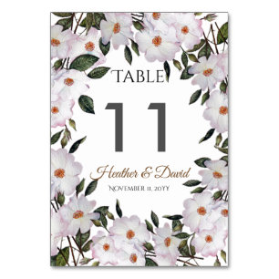 Numéro De Table Aquarelle rose Roses Ballerina Floral Art Mariage