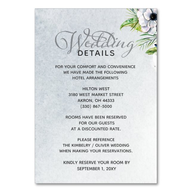 Numéro De Table Aquarelle rustique Dusty Bleu Nature Floral Mariag (Par défaut)