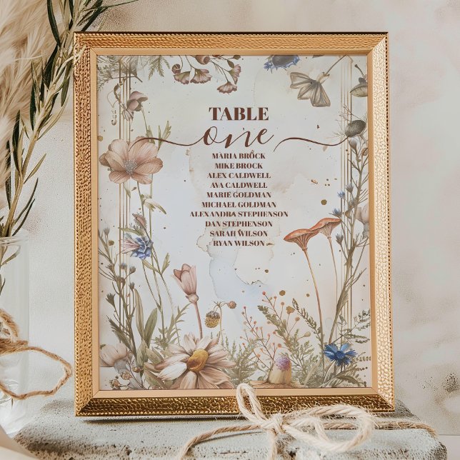 Numéro De Table Aquarelle rustique Mariage bois (Créateur téléchargé)